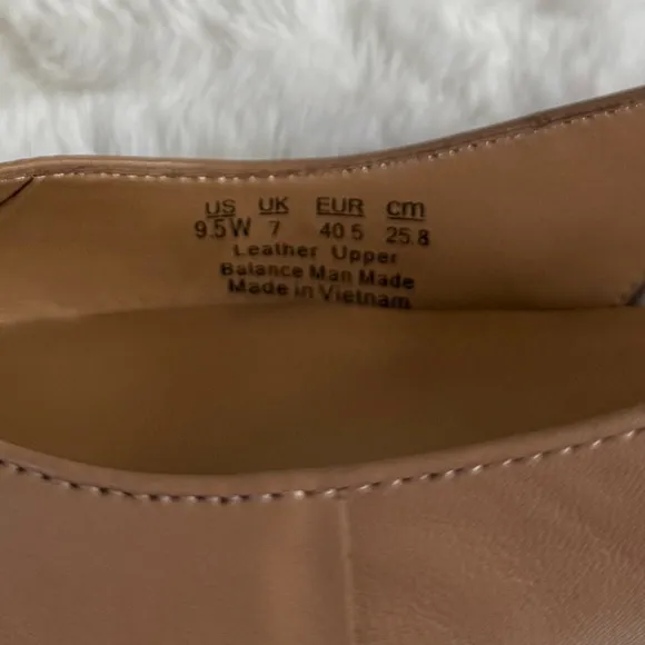 NATURALIZER NEW 9.5 WIDE Halo Slingback Flats in Taupe Leather Neutral Beige NIB