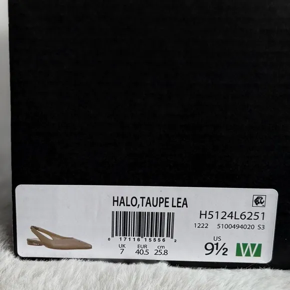 NATURALIZER NEW 9.5 WIDE Halo Slingback Flats in Taupe Leather Neutral Beige NIB