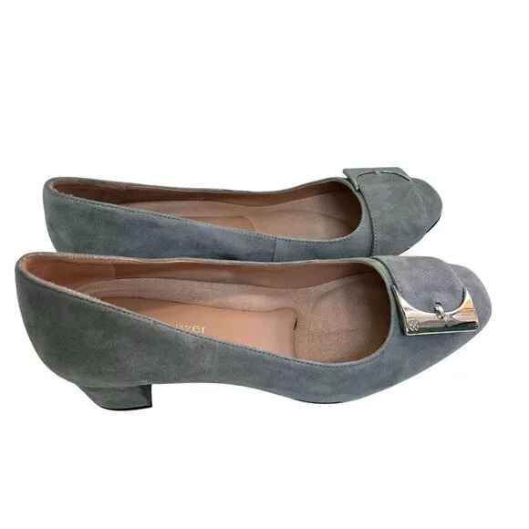Naturalizer NWOT Gray Suede 1.5&quot; Block Heel Comfort Buckle Loafers Size 7.5M