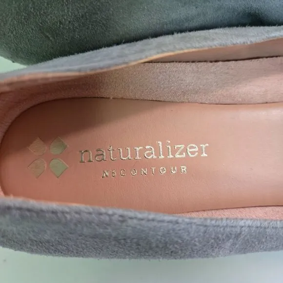 Naturalizer NWOT Gray Suede 1.5&quot; Block Heel Comfort Buckle Loafers Size 7.5M
