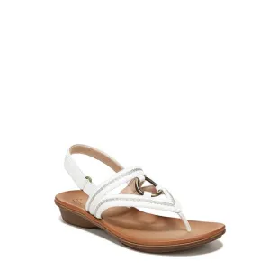 Naturalizer SOUL Womens Sunny Thong Slingback Sandals White Embroidered 7 M