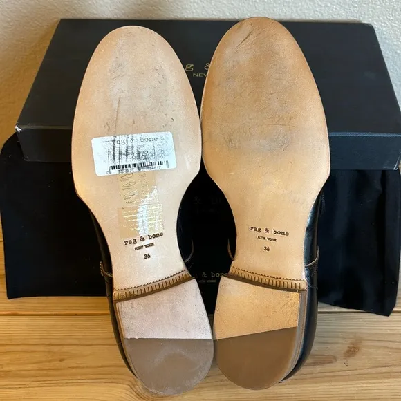 NEW $395! rag &amp; bone AUDREY Size 36 6 Black Leather Loafer Oxford Preppy