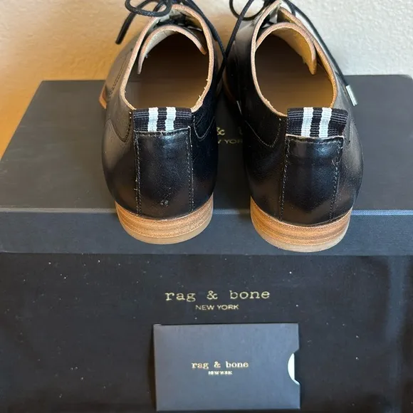 NEW $395! rag &amp; bone AUDREY Size 36 6 Black Leather Loafer Oxford Preppy
