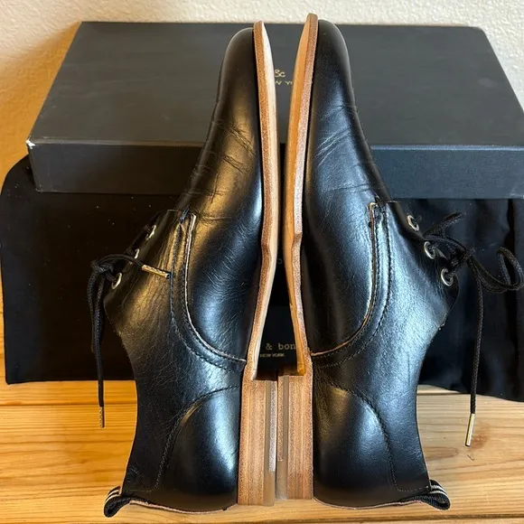 NEW $395! rag &amp; bone AUDREY Size 36 6 Black Leather Loafer Oxford Preppy