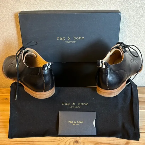 NEW $395! rag &amp; bone AUDREY Size 36 6 Black Leather Loafer Oxford Preppy