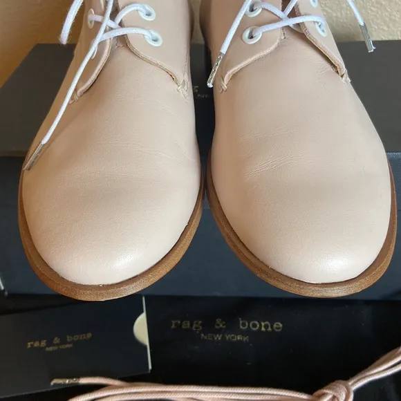 NEW $395! rag &amp; bone AUDREY Size 39.5 9.5 Blush Pink Leather Loafer Oxford Flats