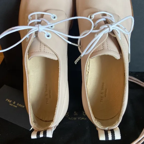 NEW $395! rag &amp; bone AUDREY Size 39.5 9.5 Blush Pink Leather Loafer Oxford Flats