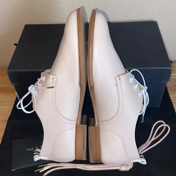 NEW $395! rag &amp; bone AUDREY Size 39.5 9.5 Blush Pink Leather Loafer Oxford Flats