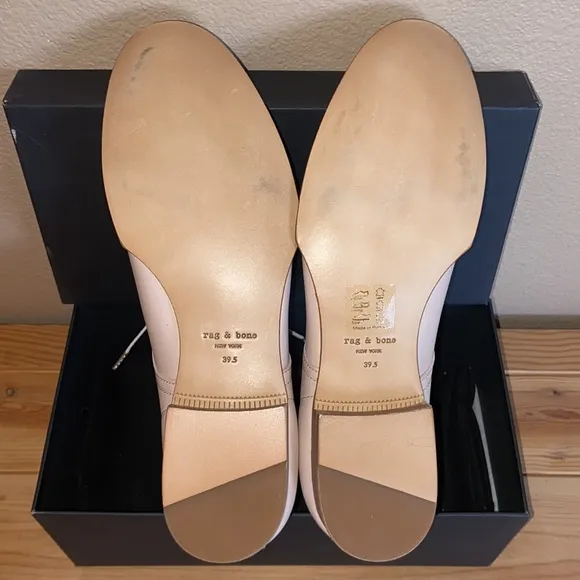 NEW $395! rag &amp; bone AUDREY Size 39.5 9.5 Blush Pink Leather Loafer Oxford Flats