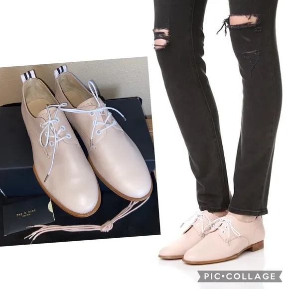 NEW $395! rag &amp; bone AUDREY Size 39.5 9.5 Blush Pink Leather Loafer Oxford Flats