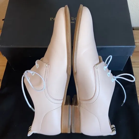 NEW $395! rag &amp; bone AUDREY Size 39.5 9.5 Blush Pink Leather Loafer Oxford Flats