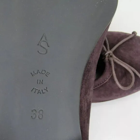 NEW A. SOLIANI Italy Womens Como Wine Suede Flats Dress Shoes Slip On Size 8