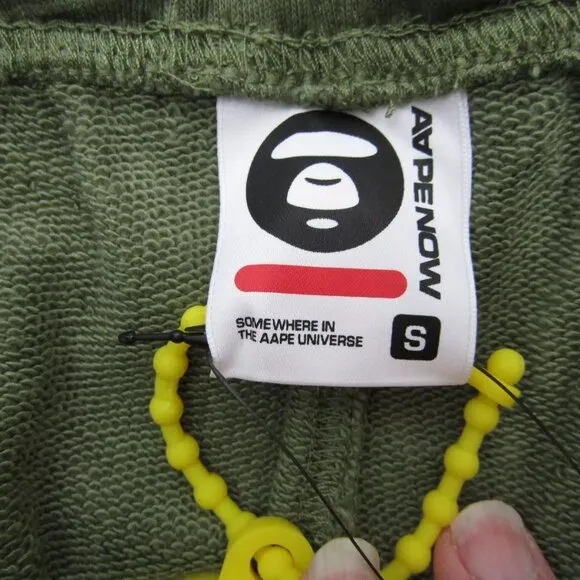 NEW AAPENOW Mens AAPE Moonface Camo Sweat Shorts Size S Green