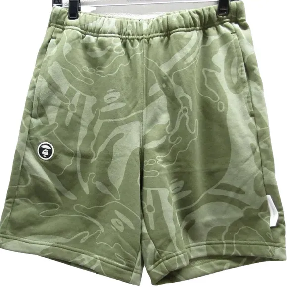 NEW AAPENOW Mens AAPE Moonface Camo Sweat Shorts Size S Green