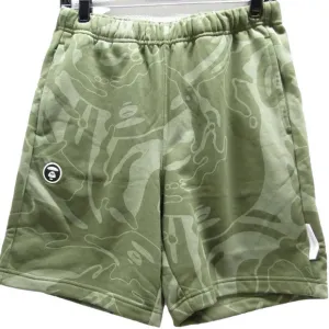 NEW AAPENOW Mens AAPE Moonface Camo Sweat Shorts Size S Green
