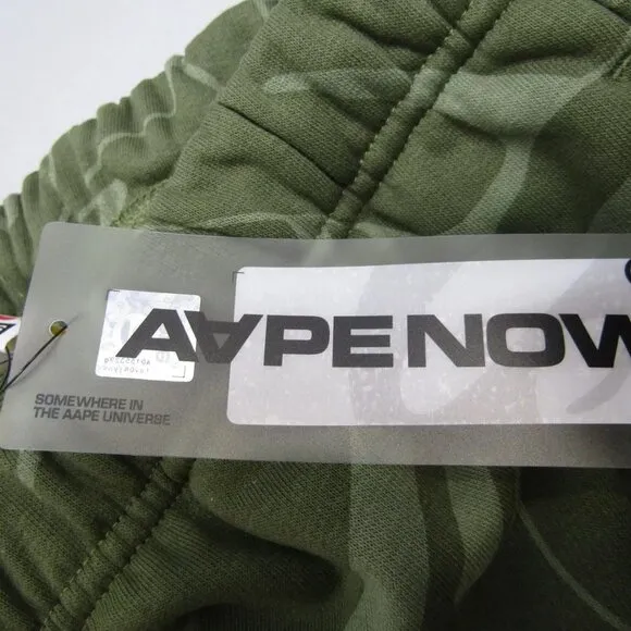 NEW AAPENOW Mens AAPE Moonface Camo Sweat Shorts Size S Green