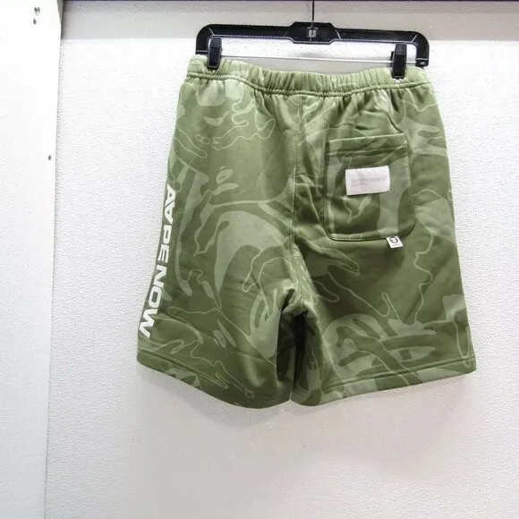 NEW AAPENOW Mens AAPE Moonface Camo Sweat Shorts Size S Green