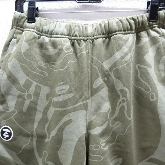 NEW AAPENOW Mens AAPE Moonface Camo Sweat Shorts Size S Green