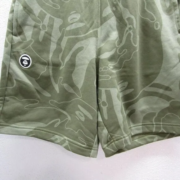 NEW AAPENOW Mens AAPE Moonface Camo Sweat Shorts Size S Green