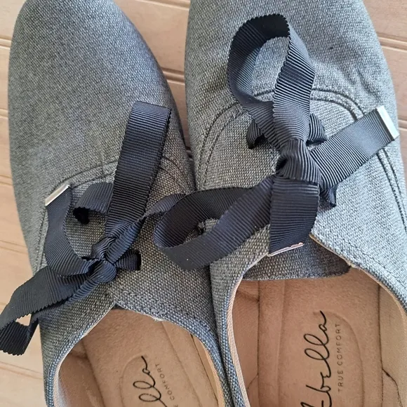 NEW Abella Moxie Ribbon Lace Comfort Heather Gray Low Heel Oxford Flats Loafer