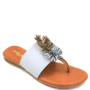 NEW ANDRE ASSOUS women's novalee sandals in metallic white