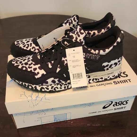 New ASICS Gel Lyte V x Comme des Garçons Black and White Patterned Sneakers