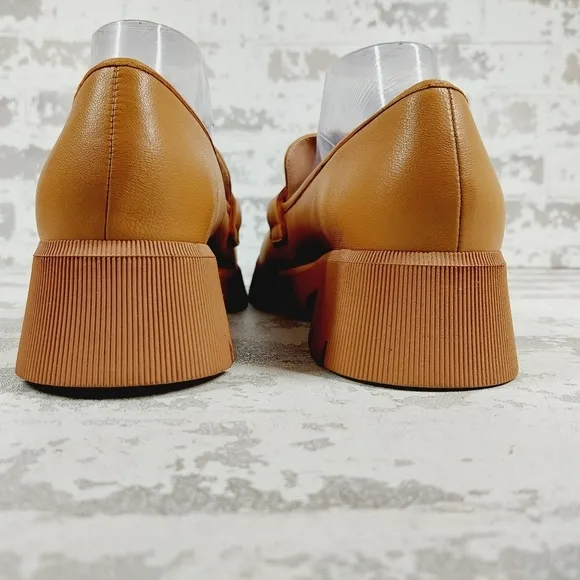 New BCBGeneration Raylin Brown Leather Chunky Sole Slip On Loafers O690