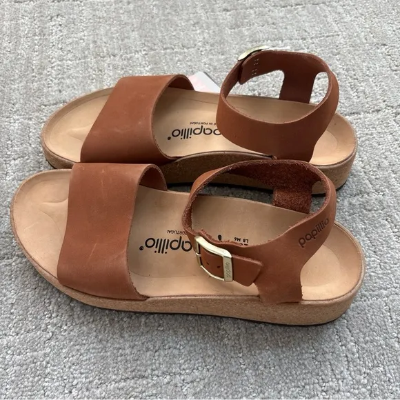 New Birkenstock Papillio Glenda Pecan Brown Platform Sandals Women EU 39 Narrow