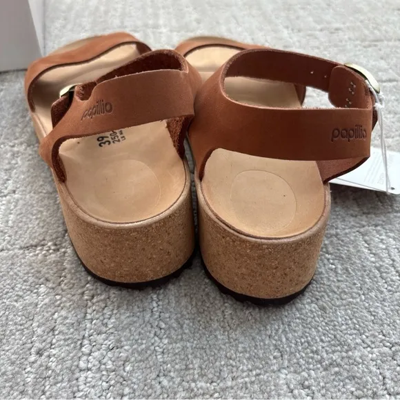 New Birkenstock Papillio Glenda Pecan Brown Platform Sandals Women EU 39 Narrow