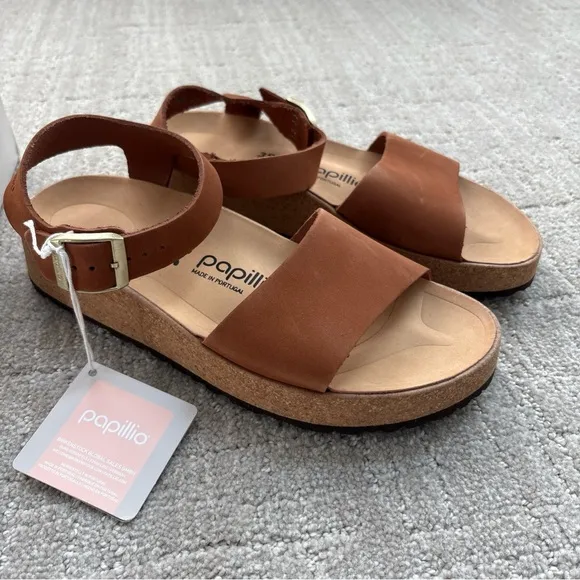 New Birkenstock Papillio Glenda Pecan Brown Platform Sandals Women EU 39 Narrow