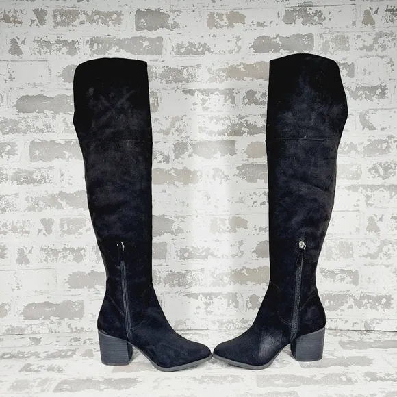New BP. Luke Black Faux Suede Over-the-Knee Boots H677