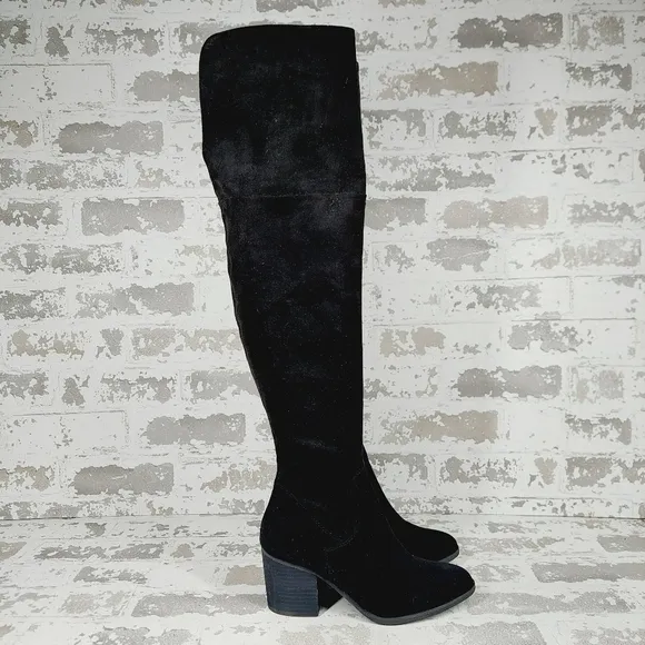 New BP. Luke Black Faux Suede Over-the-Knee Boots H677