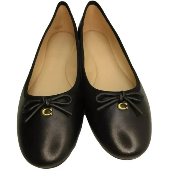 NEW COACH Abigail Ballet Flat Round Toe Cushion Leather Bow Slip-On Size 9B