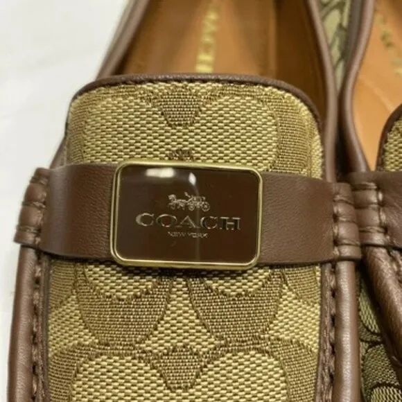 NEW COACH Women's Mona Driver Size 7.5 Signature Jacquard Cushioned Slip-On Flat