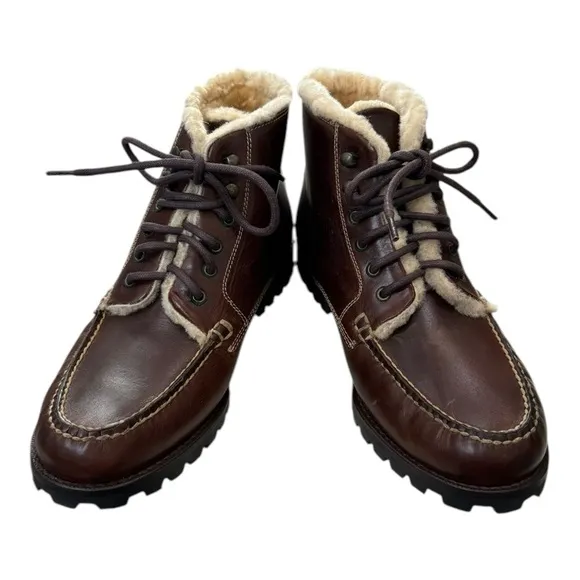 New Cole Haan Men's Borden Brown Leather Chukka Fleece Boots 7.5  7.5M