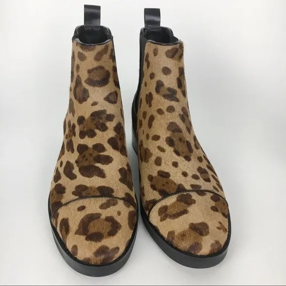 NEW Cole Haan Women's Mara Animal Leopard Print Calf Hair Leather Ankle Boots 8