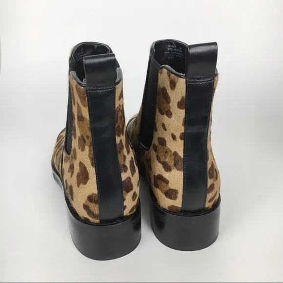 NEW Cole Haan Women's Mara Animal Leopard Print Calf Hair Leather Ankle Boots 8
