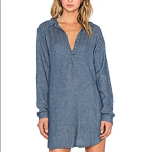 NEW CP Shades Dress Tunic Linen Blue Chambray Pockets Teton size M