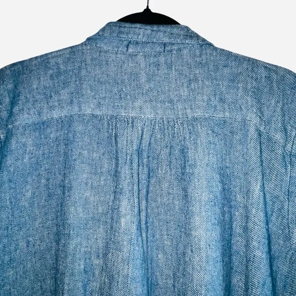 NEW CP Shades Dress Tunic Linen Blue Chambray Pockets Teton size M