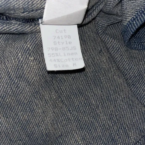 NEW CP Shades Dress Tunic Linen Blue Chambray Pockets Teton size M