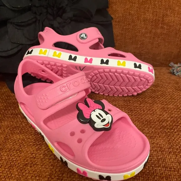 NEW Crocs FunLab Crocband Kids' Pink Disney Minnie Mouse Sandals