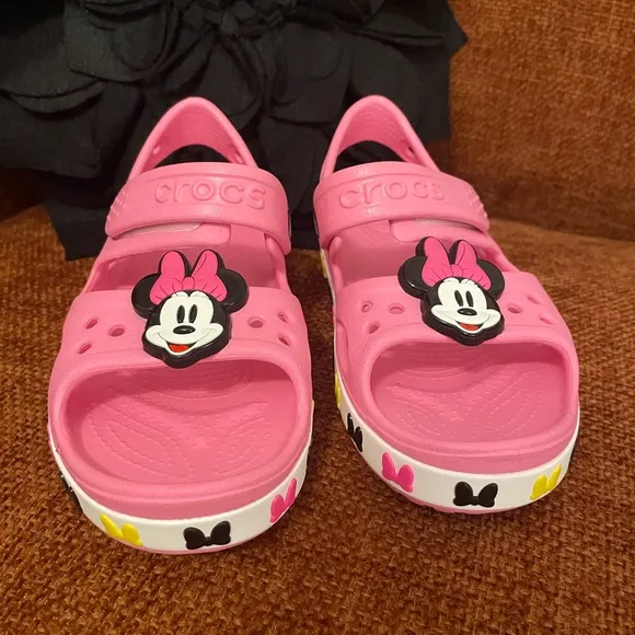 NEW Crocs FunLab Crocband Kids' Pink Disney Minnie Mouse Sandals