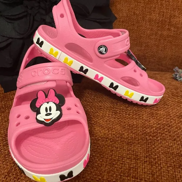 NEW Crocs FunLab Crocband Kids' Pink Disney Minnie Mouse Sandals