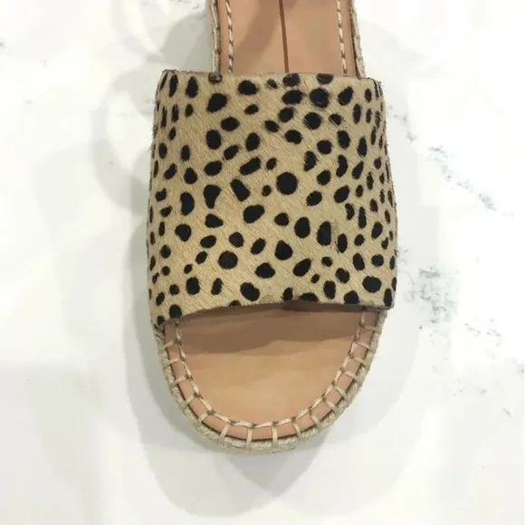 New Dolce Vita Lesly Leopard Calf Hair print Espadrilles sandals ankle strap fur