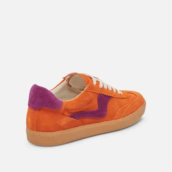NEW DOLCE VITA women's notice sneakers in orange multi suede