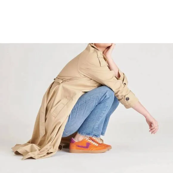 NEW DOLCE VITA women's notice sneakers in orange multi suede