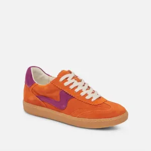 NEW DOLCE VITA women's notice sneakers in orange multi suede