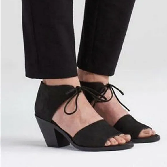 NEW Eileen Fisher Ann Tumbled Nubuck Heeled Sandals
