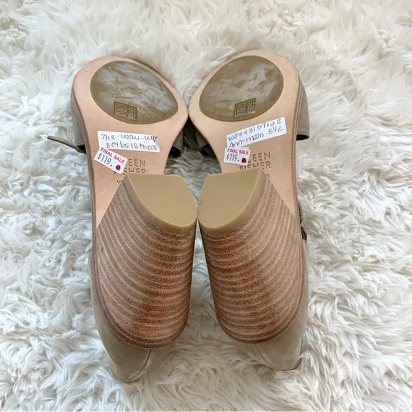 NEW Eileen Fisher Ann Tumbled Nubuck Heeled Sandals