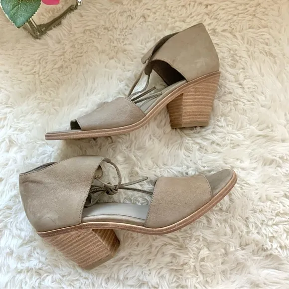 NEW Eileen Fisher Ann Tumbled Nubuck Heeled Sandals